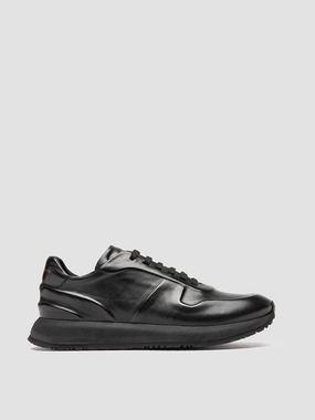 Vegan Synthetic Leather Body Support PERSPECTIVE 001 - Black Leather Low Top Sneakers