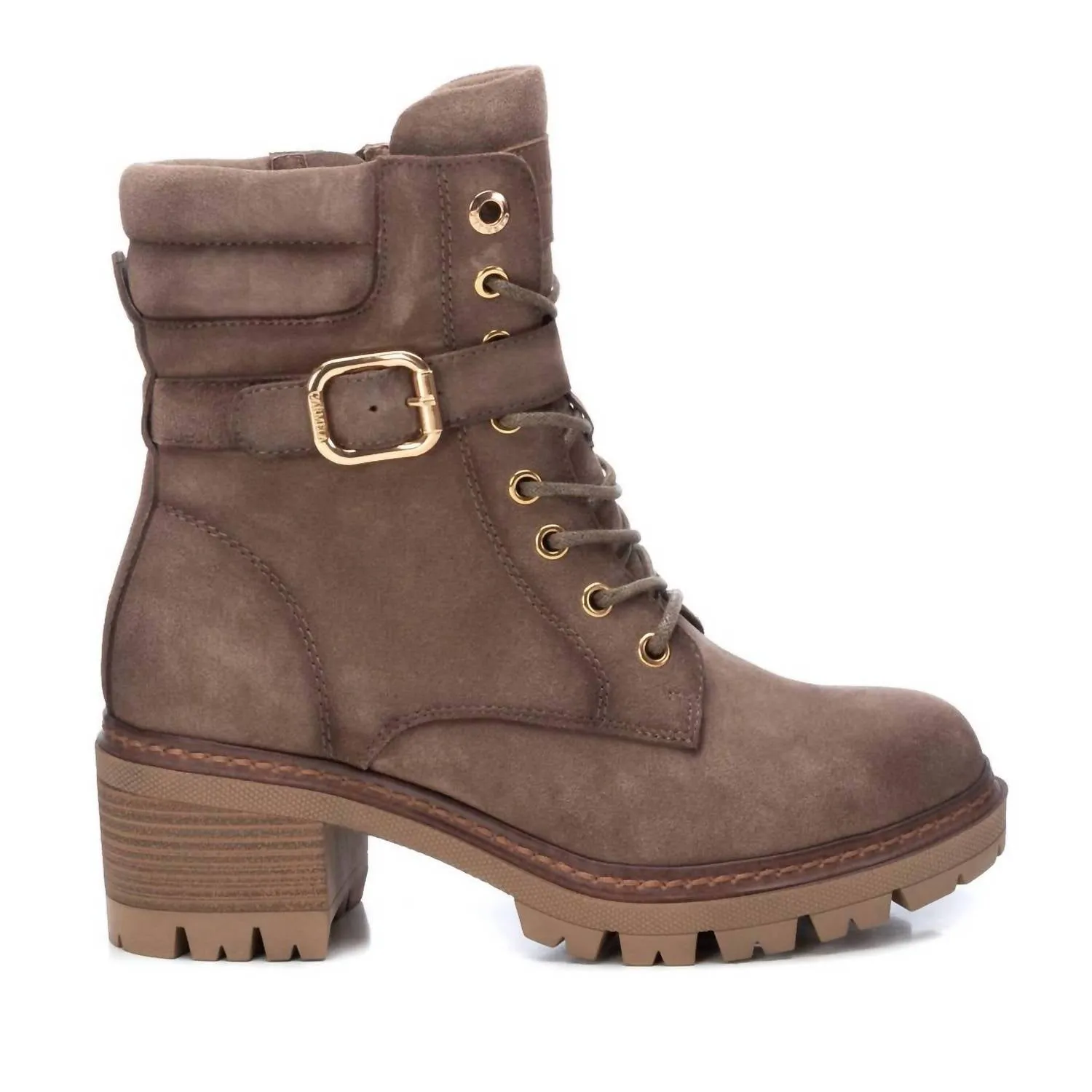 Women's Carmela Suede Booties In Taupe Weekend Adventure