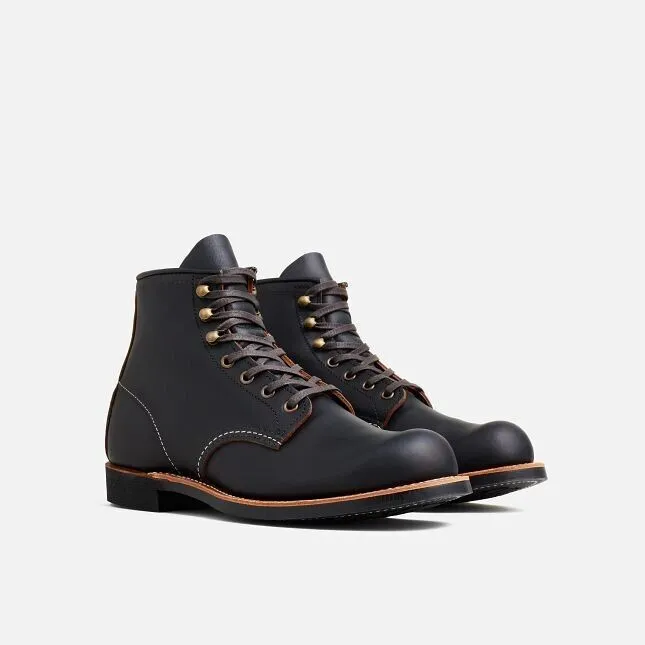 Red Wing Heritage Blacksmith 3345 Men Black Leather Round Toe 6-Inch Ankle Boots Traction Sole Feather Light Work Commute