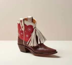 Subtle design Preloved Women's Little B Shorty Boot With Fringe In Brown