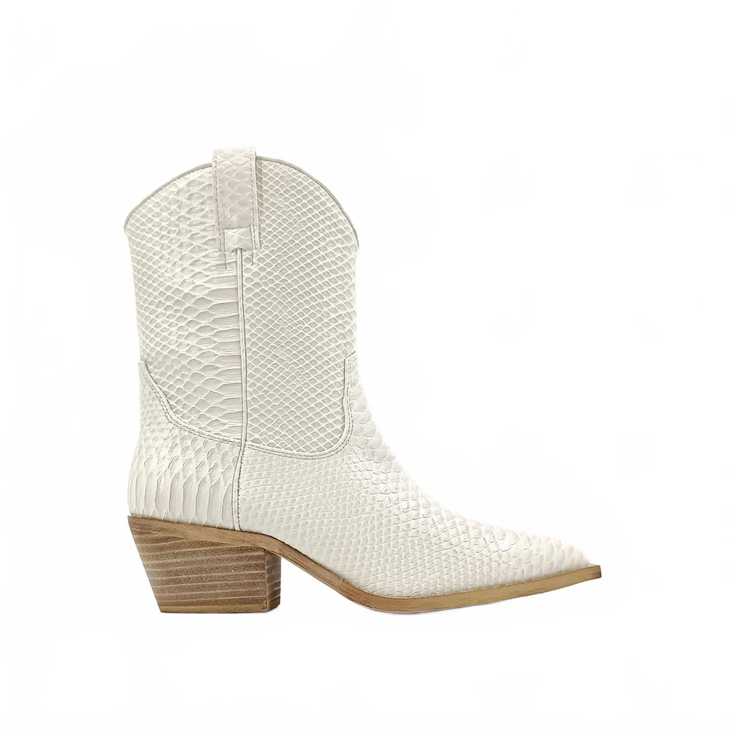 Trendy Footwear Women's Zouzou Snake Skin Boot In White
