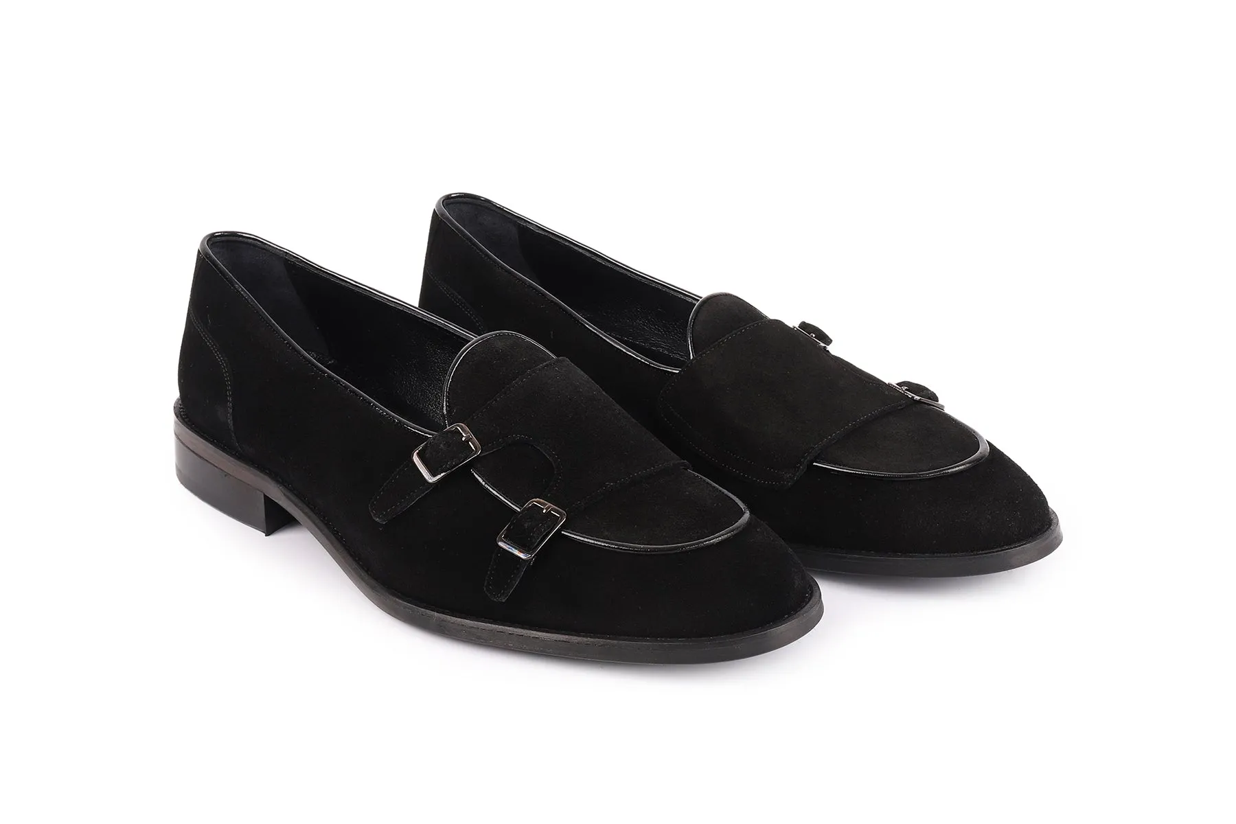 Bellville Short Cut Double Monk Loafers Clean Line Soft Touch