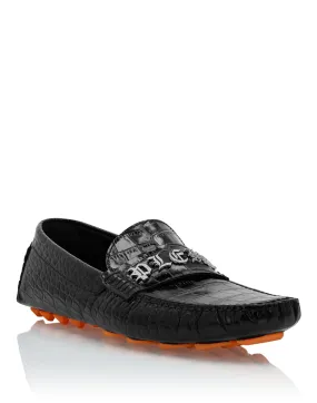 Printed Crocco Leather Drivers Shoes Slip On Vibe Active Lifestyle