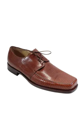 Tardini Mens Genuine Lizard Skin Square Toe Oxford Dress Shoes Brown Quick Shade