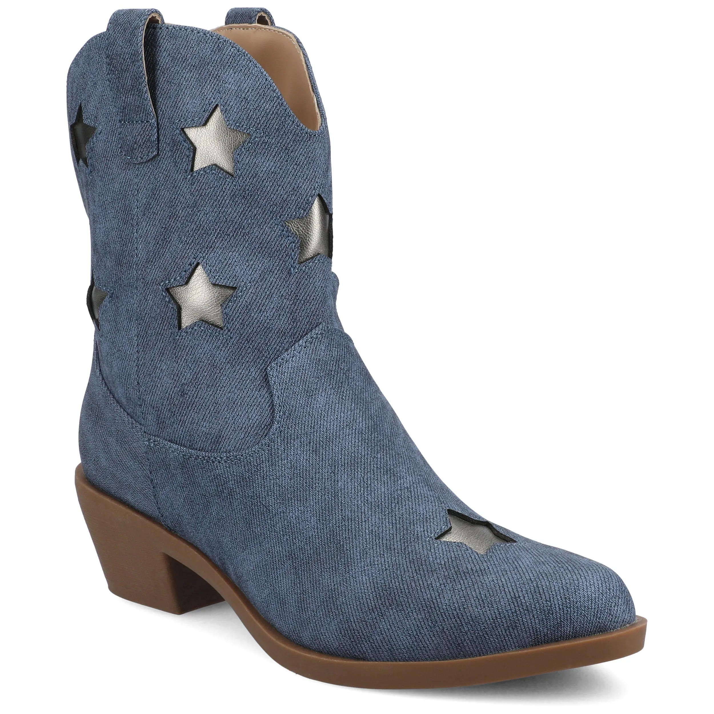 Strong Mood Journee Womens Underwood Medium and Wide Width Western Star Detail Ankle Booties