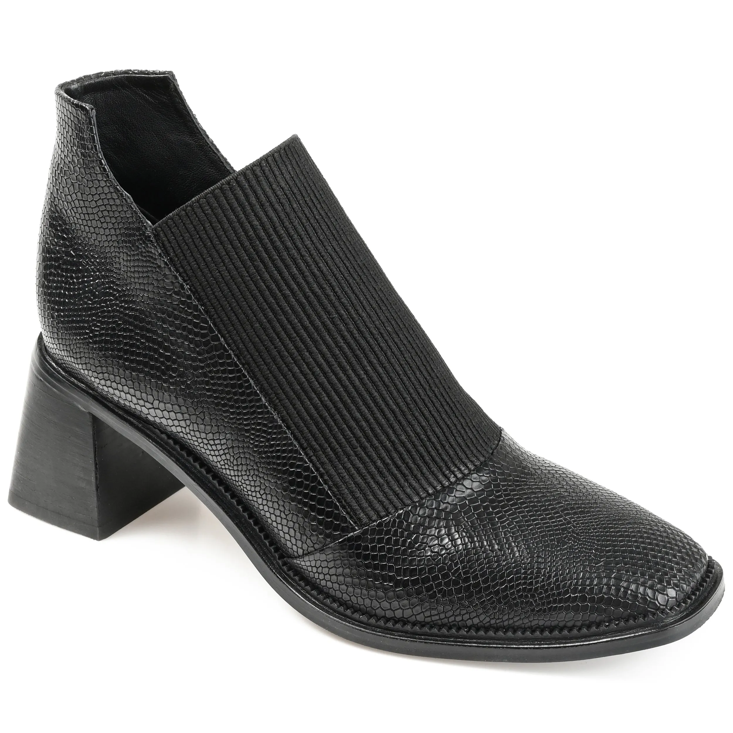 Padded Interior Night Travel Quick Drying Windy Weather Journee Signature Womens Genuine Leather Stylla Square Toe Stacked Ankle Booties