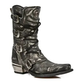 Clean Silhouette RubberOutsole New Rock Men's Grey Dallas Leather Boots- M.7993-S3