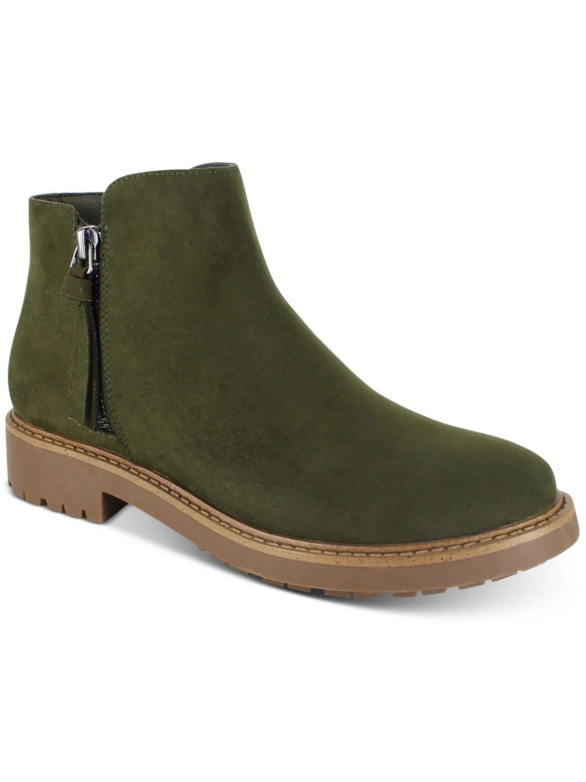 Saige Womens Faux Suede Side Zip Ankle Boots Daily Ready