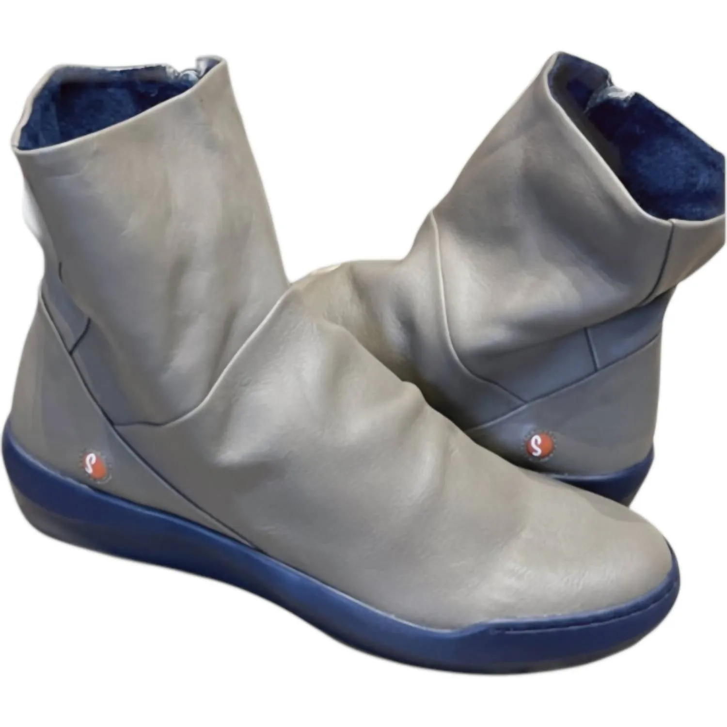 Comfortable Boots Women's Zip Up Ankle Boots In Sludge/navy