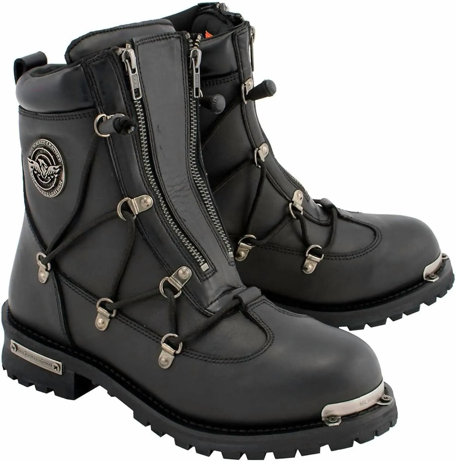 Men's Leather 6-Inch Plain Toe Dual Zipper In Black MoistureWicking Cold resistant