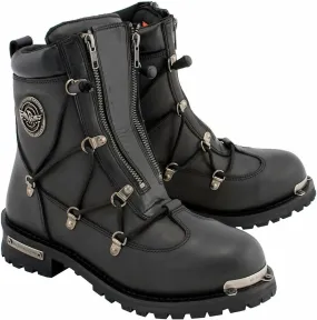 Torsional Rigidity Frame Men's Leather 6-Inch Plain Toe Dual Zipper In Black