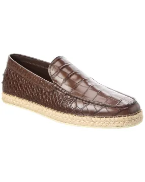 Relaxation Shoes Step In TOD??s Croc-Embossed Leather Loafer