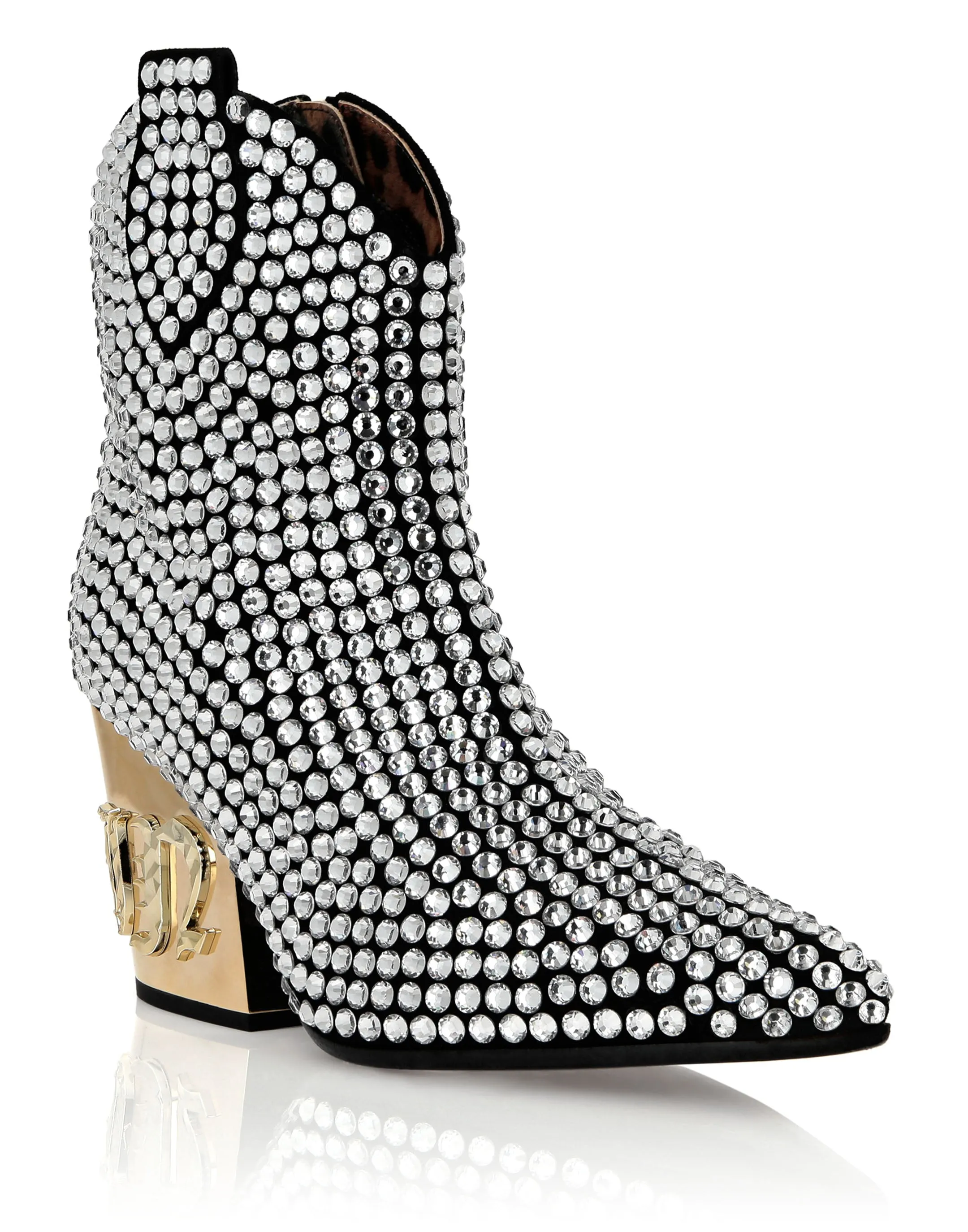 Long distance CowBoy Mid-Heel Boots  Gothic Plein with Crystals