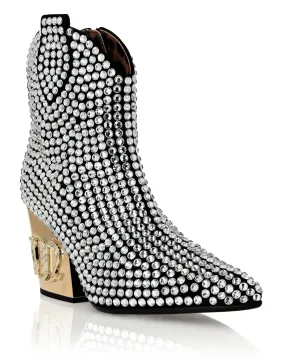 Long distance CowBoy Mid-Heel Boots  Gothic Plein with Crystals