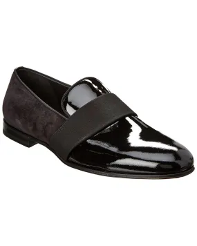 Easy Walking Fit Ferragamo Patent & Suede Loafer