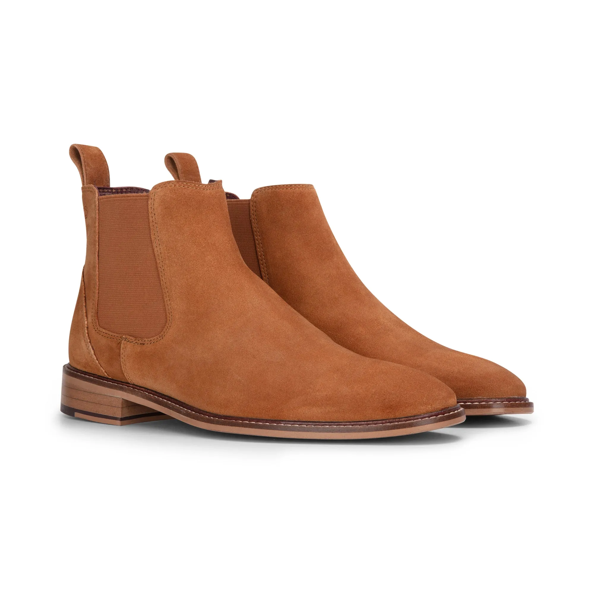 Camel Suede Leather Slip On Chelsea Ankle Boots Reinforced Form Trail Exploration PU