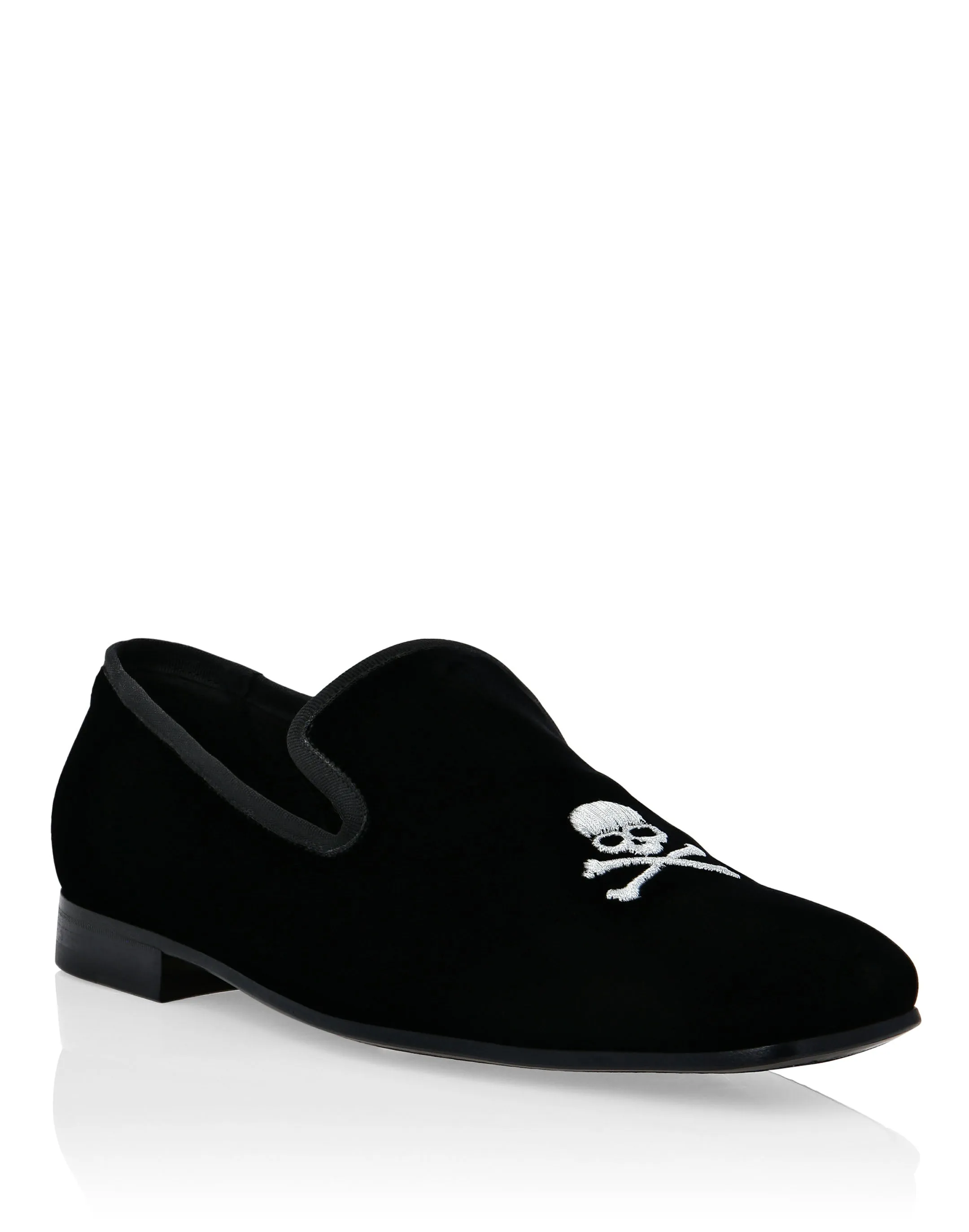 Velvet Loafers Embroidery Skull Comfortable Slip On Instant Step