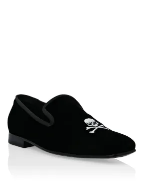 Velvet Loafers Embroidery Skull Comfy Footwear anti static