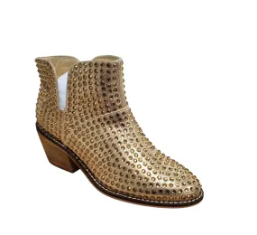 Women's Rhinestone Bootie In Gold Smooth Form Everyday Pair