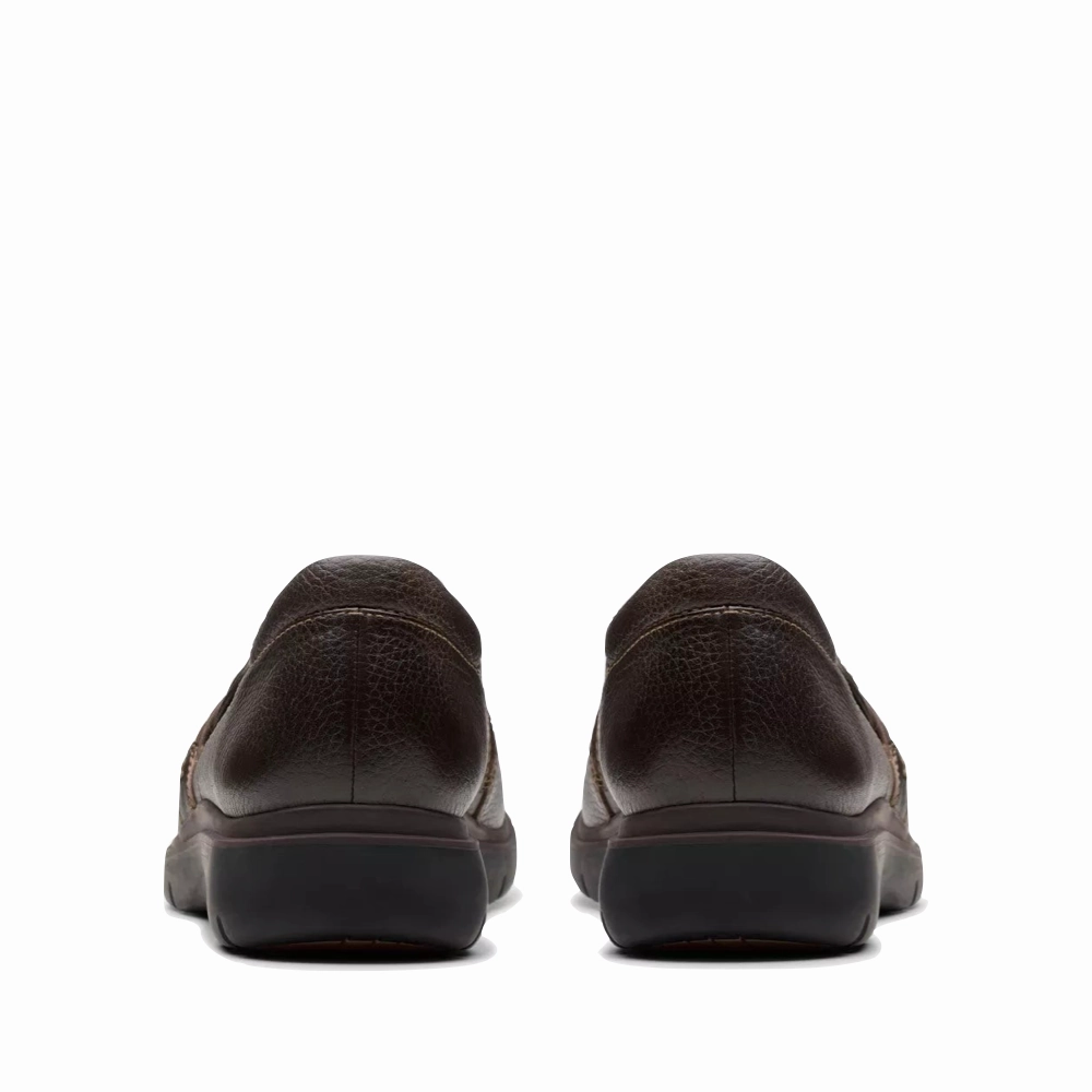 Clarks Women's Certina Ease Leather Loafer in Dark Brown Subtle Edge Mark Style