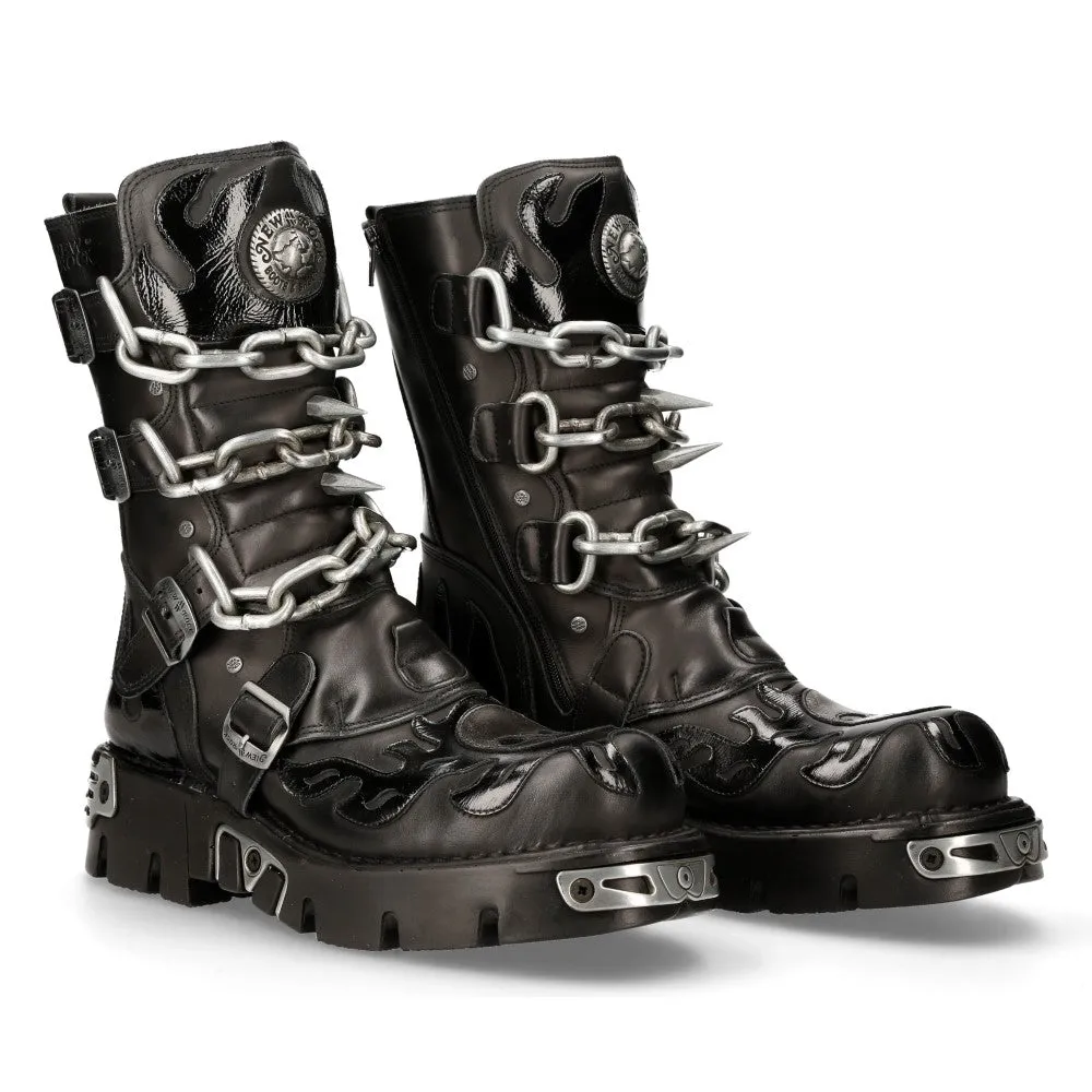 Unisex Cool M.727.s1 Leather Skull Flame Reactor Boots