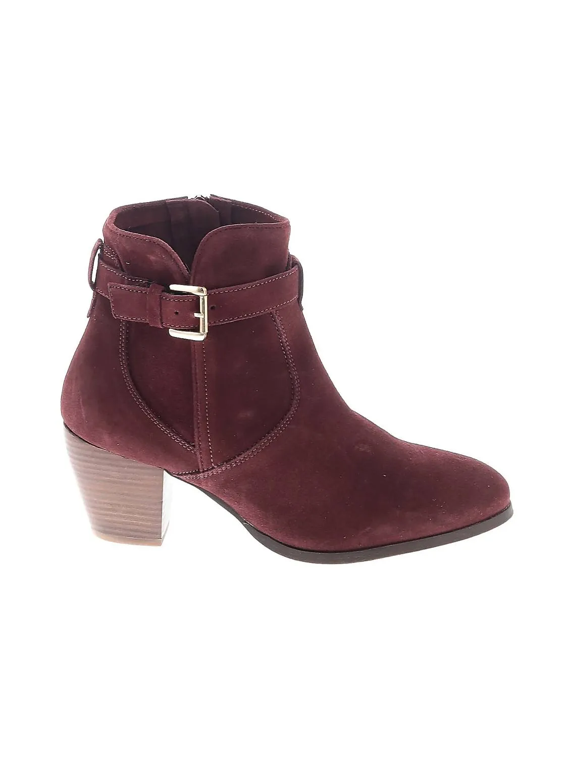 Women's Sleek Genuine Suede Leather Booties In Burgundy Odor Control Technology