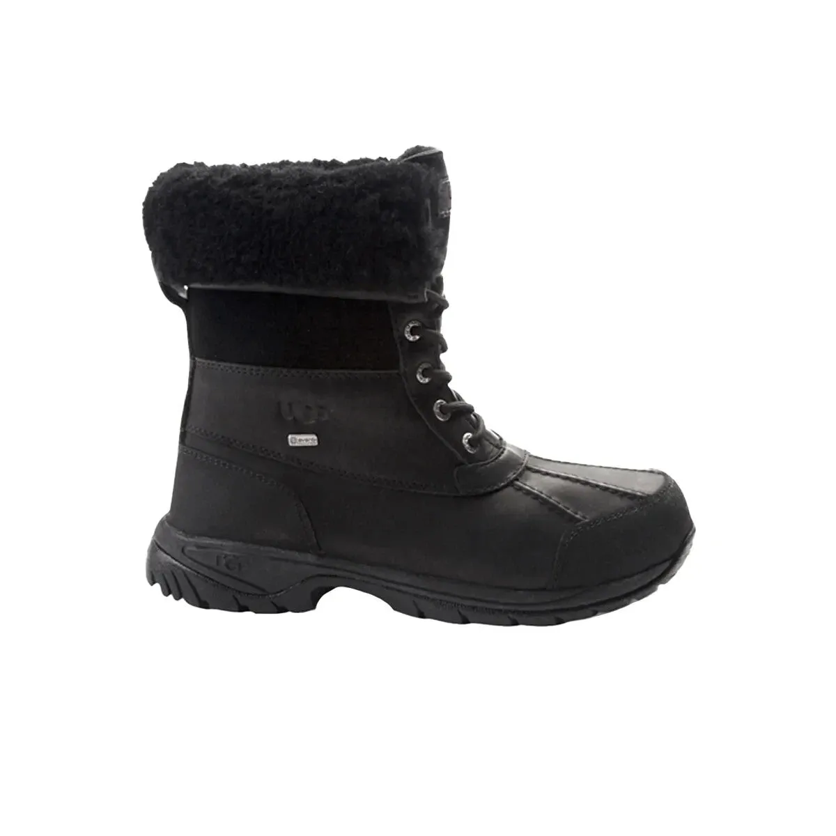 UGG Butte 5521-BLK Snow Boots Men's  Black Leather Waterproof Ankle ZOGG315 Reflective accents