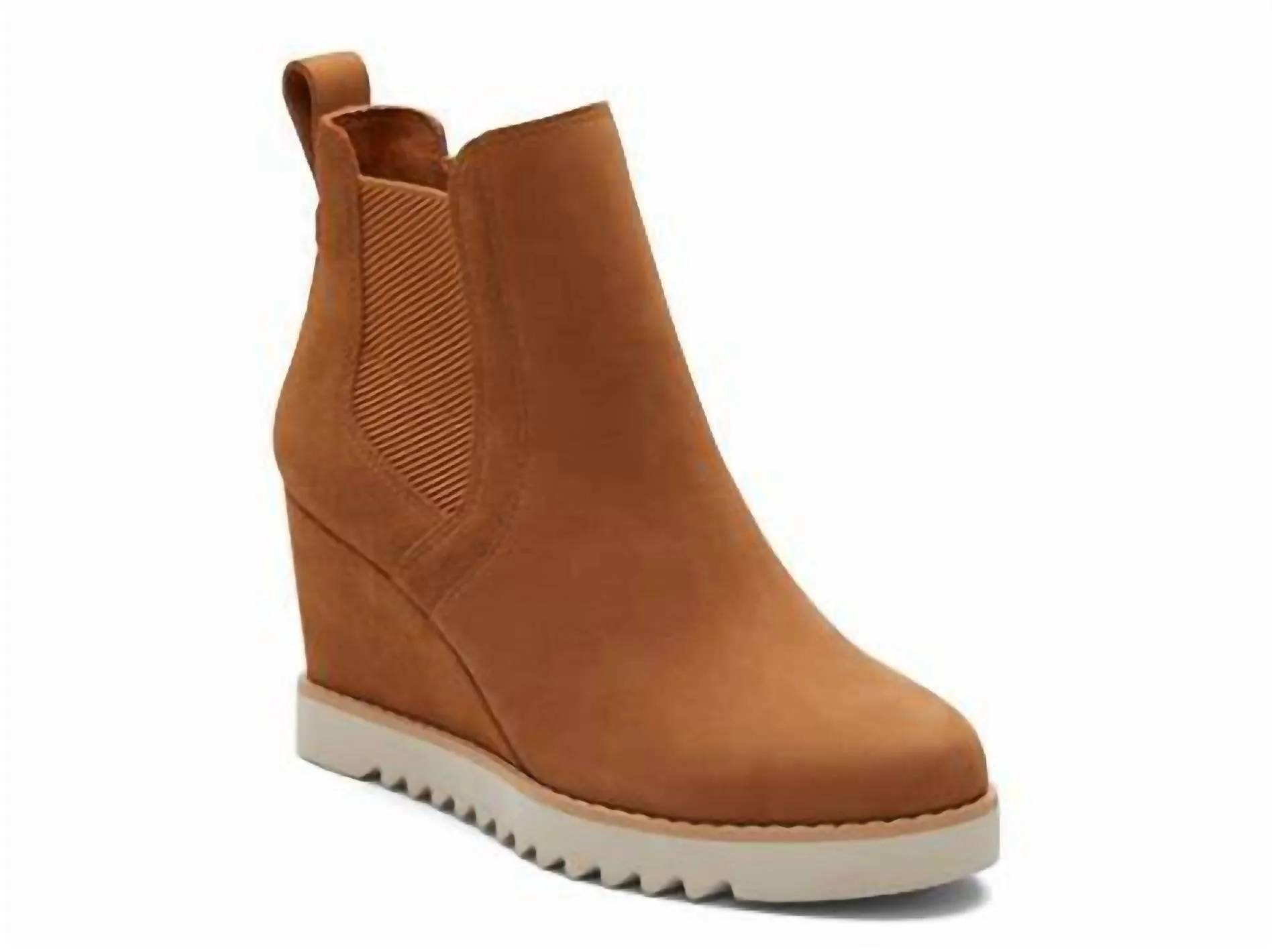 Supportive Women's Maddie Suede Wedge Bootie In Brown