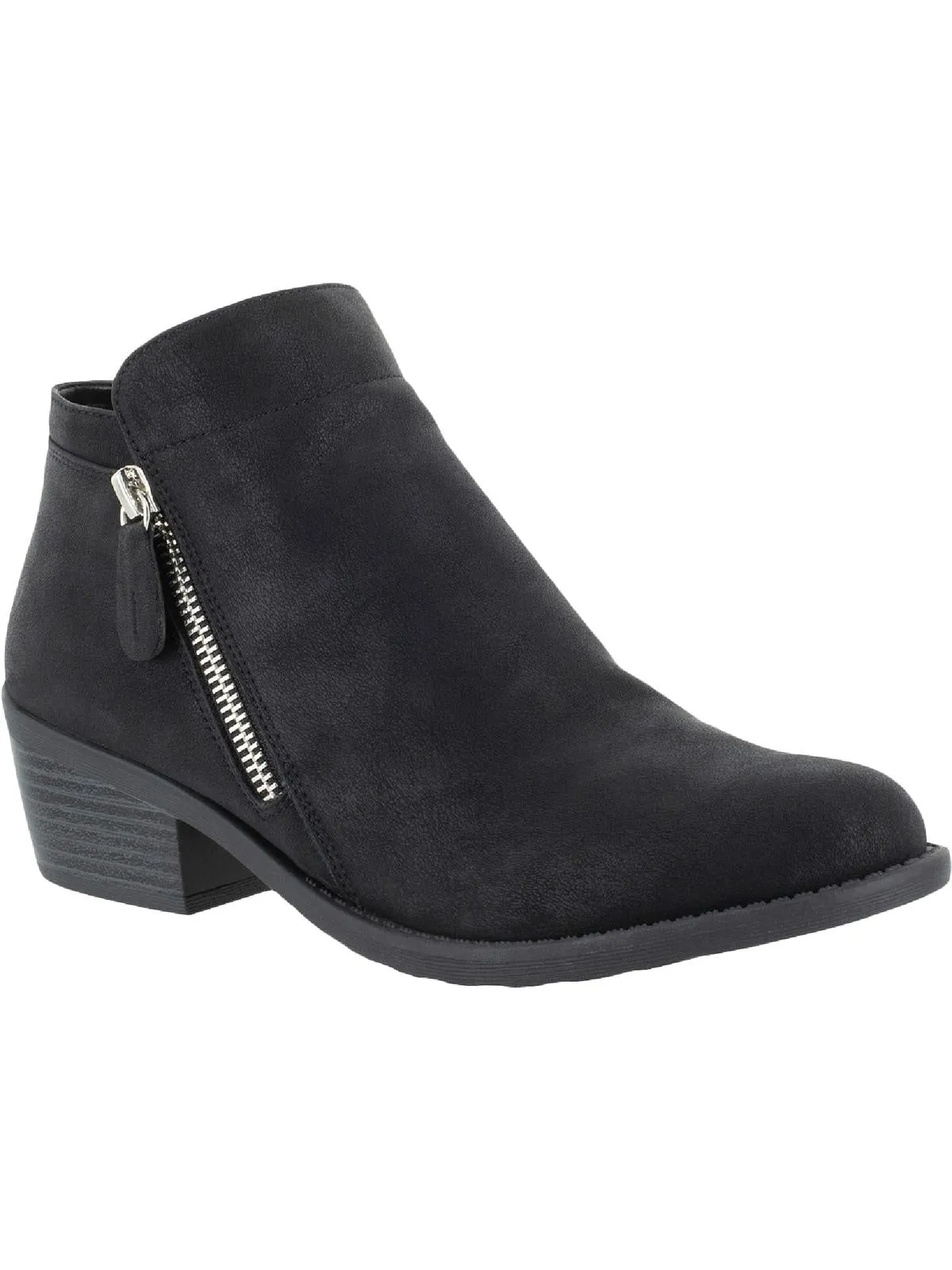 Gusto Womens Faux Suede Block Heel Ankle Boots Reflective accents