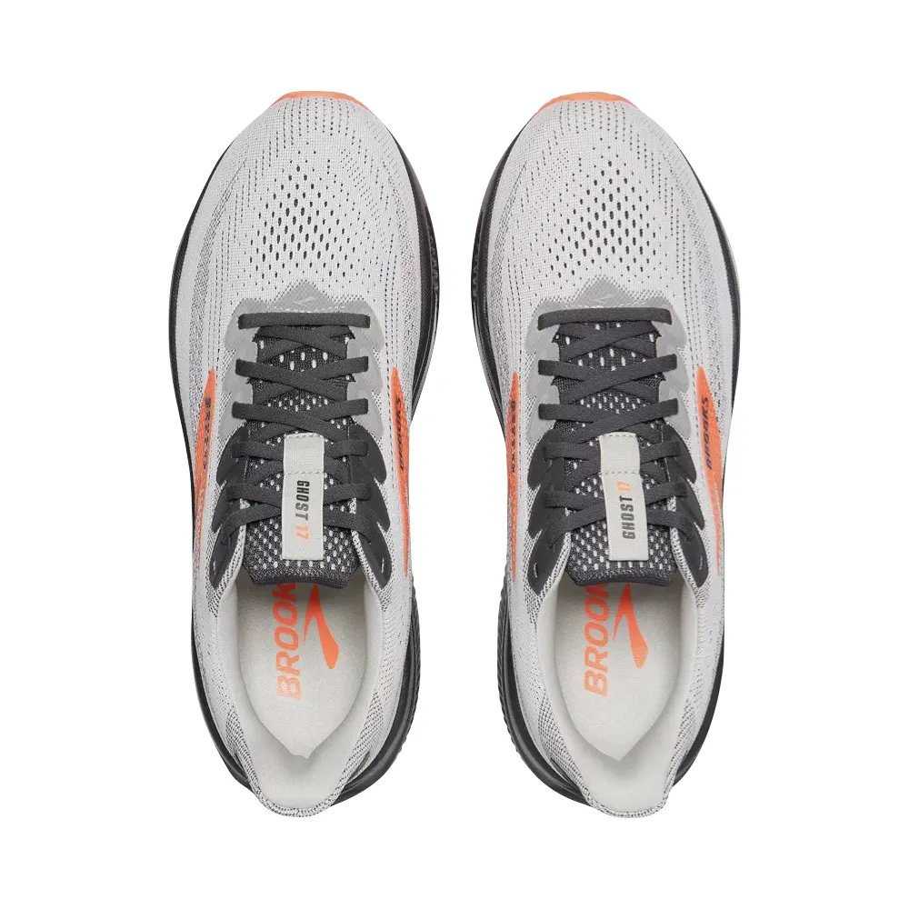 Brooks Men's Ghost 17 Sneaker in Oyster Mushroom/Orange/Ebony All-Day Cushioning