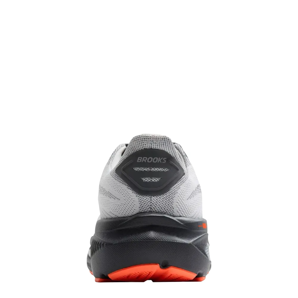 Brooks Men's Ghost 17 Sneaker in Oyster Mushroom/Orange/Ebony Daily Walk Pressure Dispersing Design