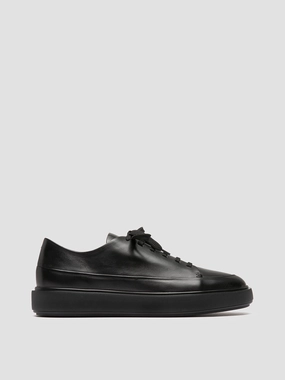 Lace Design RELEASE 001 - Black Leather Low Top Sneakers
