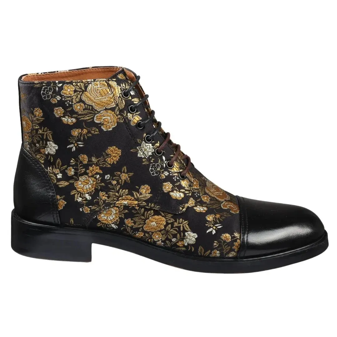 Casual Gathering Adam Floral Print Oxford Ankle Boots