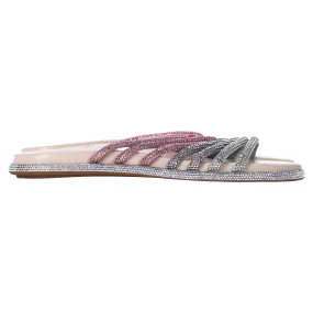 Ren?? Caovilla Frida Crystal-Embellished Strappy Slippers in Multicolor Leather Impact Resistant