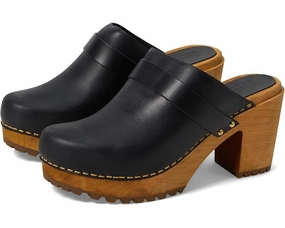 Sanita Peleni Clogs Women's-12 Black Leather Slip On Block Heel Sandal VER424 post - workout