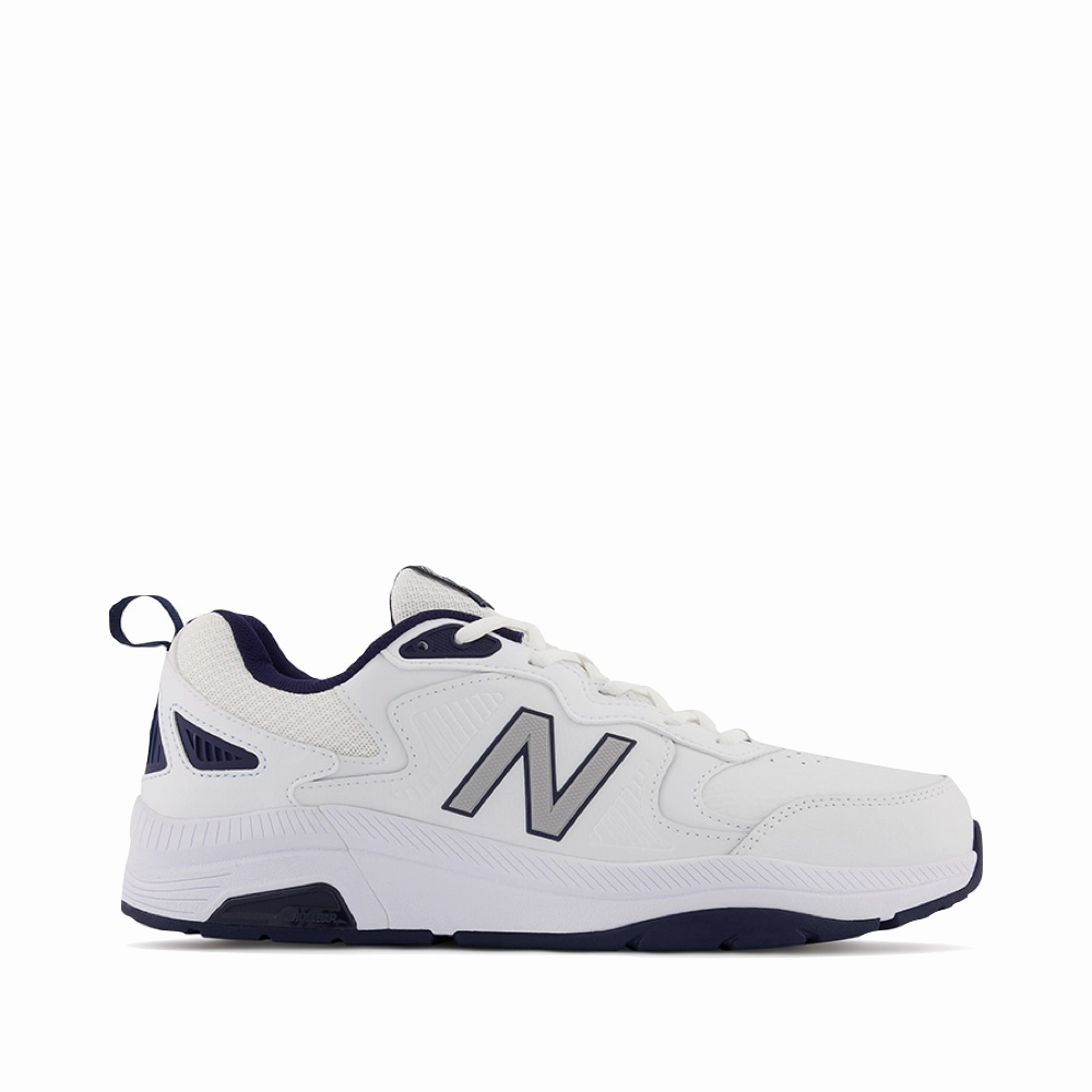 Sweat Wicking Plush Touch New Balance Men's MX857V3 Sneaker in White/Navy
