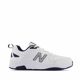 Sweat Wicking Plush Touch New Balance Men's MX857V3 Sneaker in White/Navy