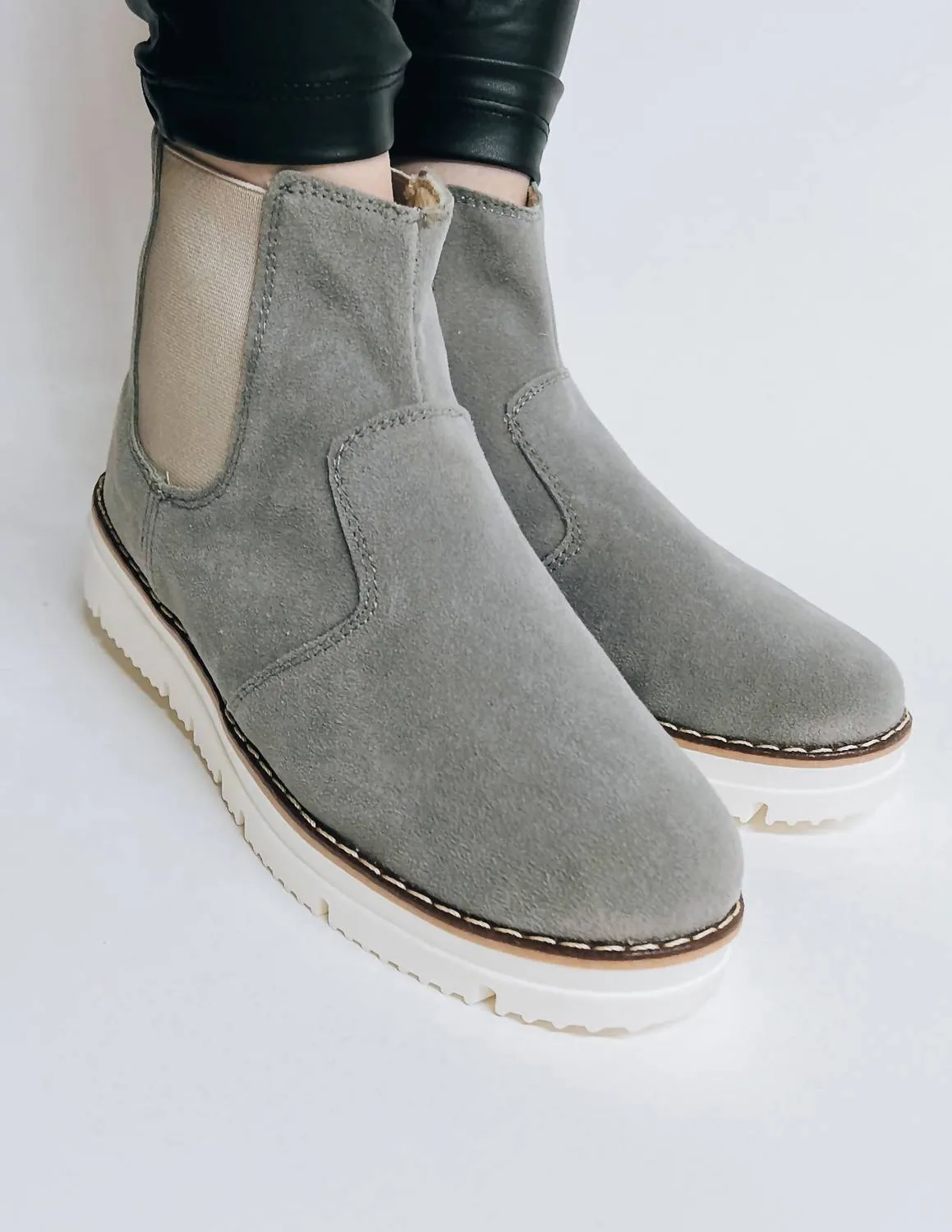 Chelsea Sneaker Bootie In Grey Memory Foam Footbed