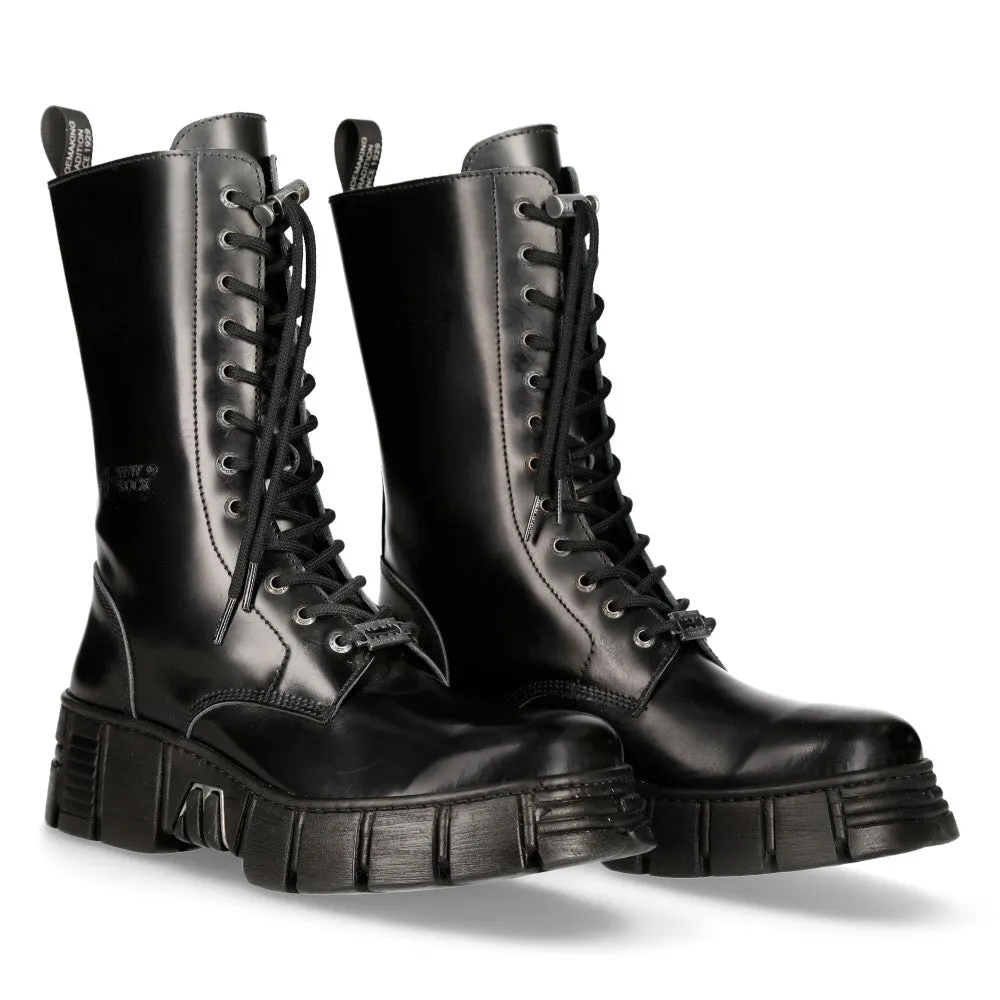M-WALL027N-C2 Boots Leather Wall Biker Tower Modern Minimal