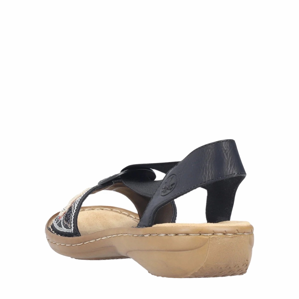 Rieker Women's Regina B4 Sandal in Black Breathable Lining System