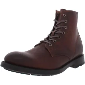 Bowery Mens Leather Lace Up Ankle Boots Rugged Terrain