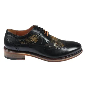Ross Floral Print Leather Brogue Shoes Adjustable Closure