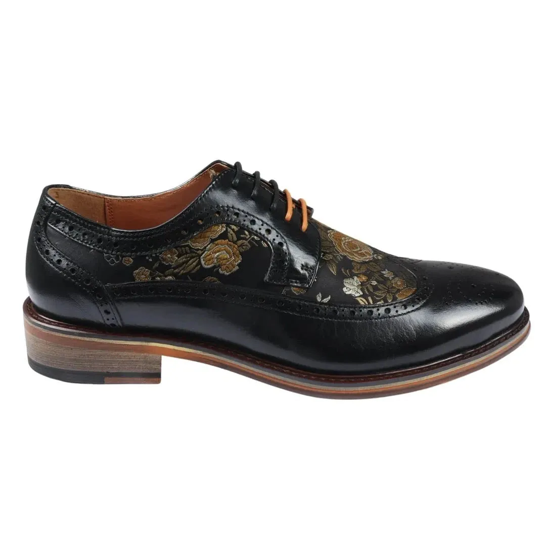 Business Attire Ross Floral Print Leather Brogue Shoes