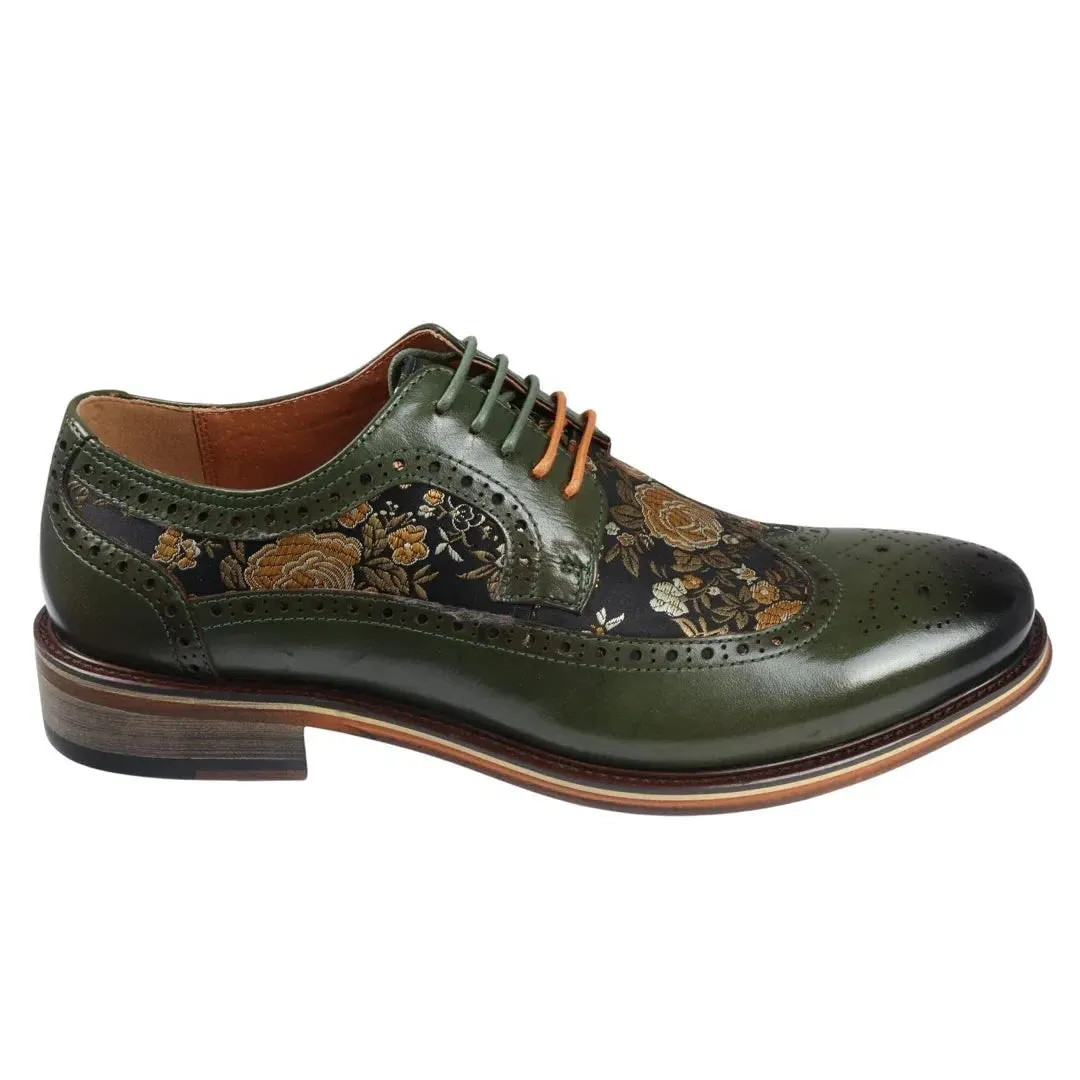 High Shine Ross Floral Print Leather Brogue Shoes