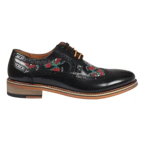 Ross Floral Skull Print Leather Oxford Brogue Lace Up Formal Dress Shoe Secure fit Special Shade