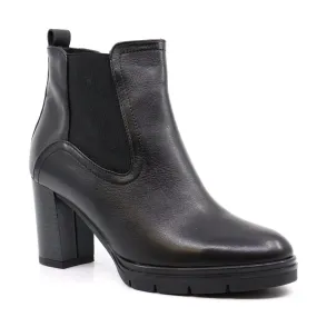 Ruby Leather Ankle Bootie In Black Daily Function Durable Material