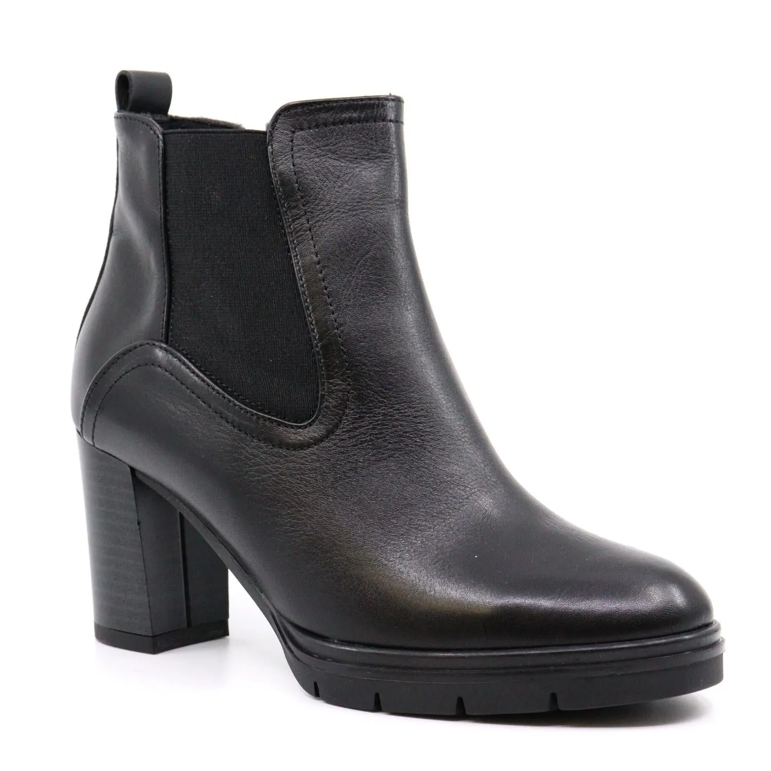 Ruby Leather Ankle Bootie In Black Daily Function Durable Material