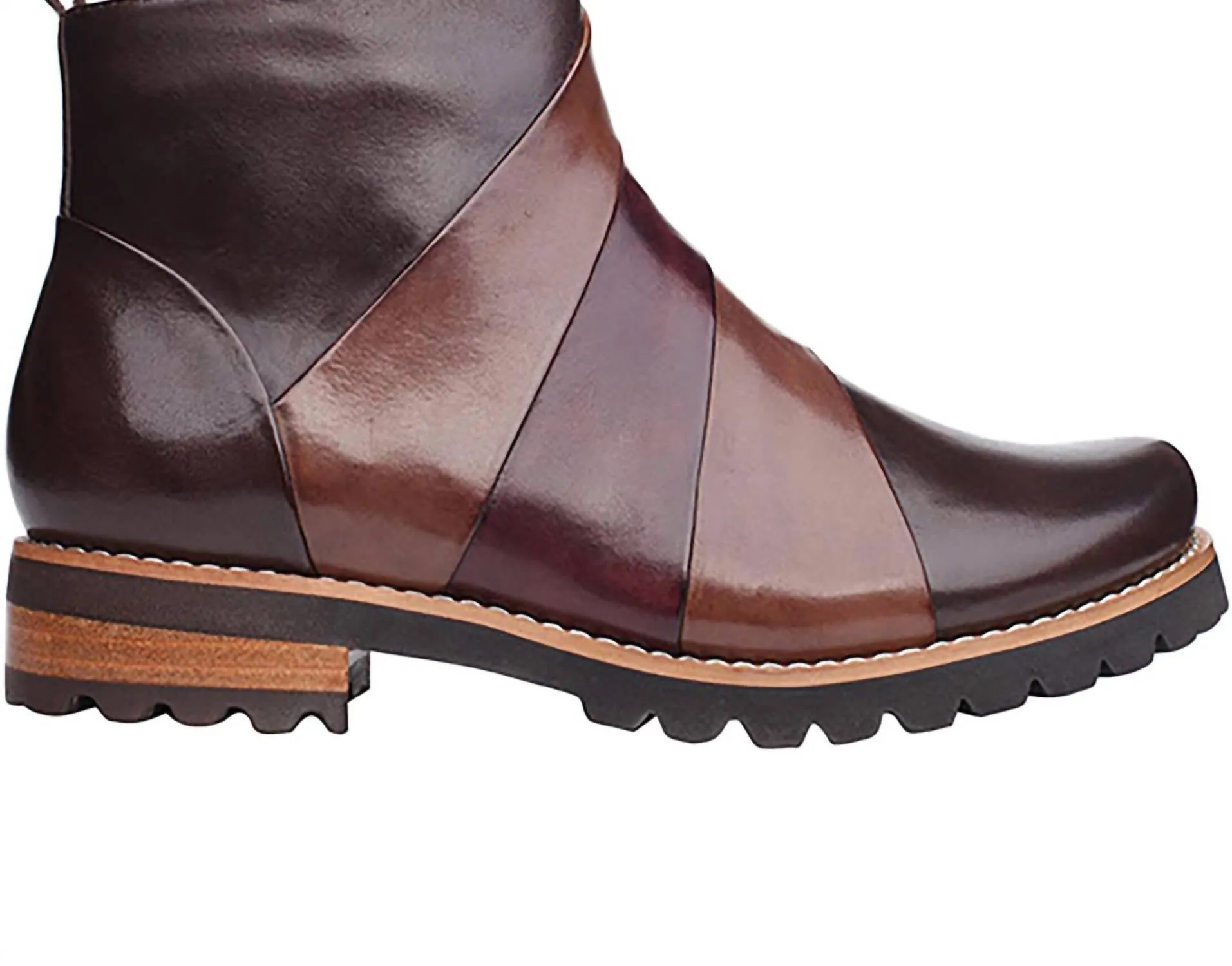 Women's Layla-04 Leather Ankle Booties In Tdm/elephant/vino Leather Comfortable Tongue Feather Light Windy Weather