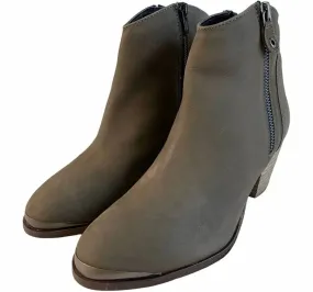 Subtle Lines Multi   Purpose Women's Sequoia Suede Leather Western Block Stacked Heel Boots In Taupe