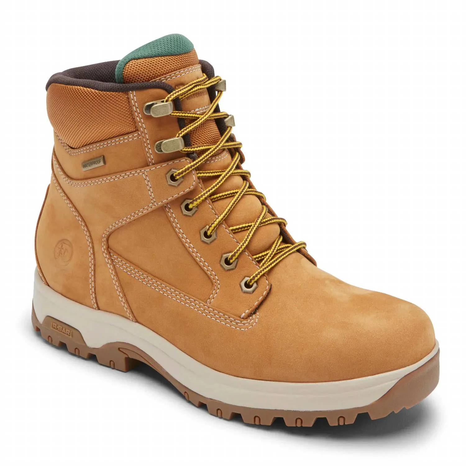 Men's 8000Works Waterproof 6" Plain Toe Boot - Medium Width In Wheat High Traction All Day Worker Grippy Outsole Rough Terrain